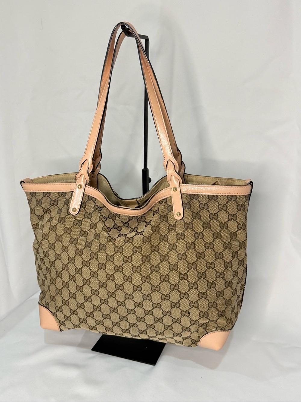 Gucci GG Canvas Tote with Peachy Trim and Handles